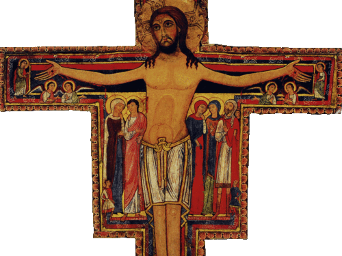 The painted San Damiano crucifix.