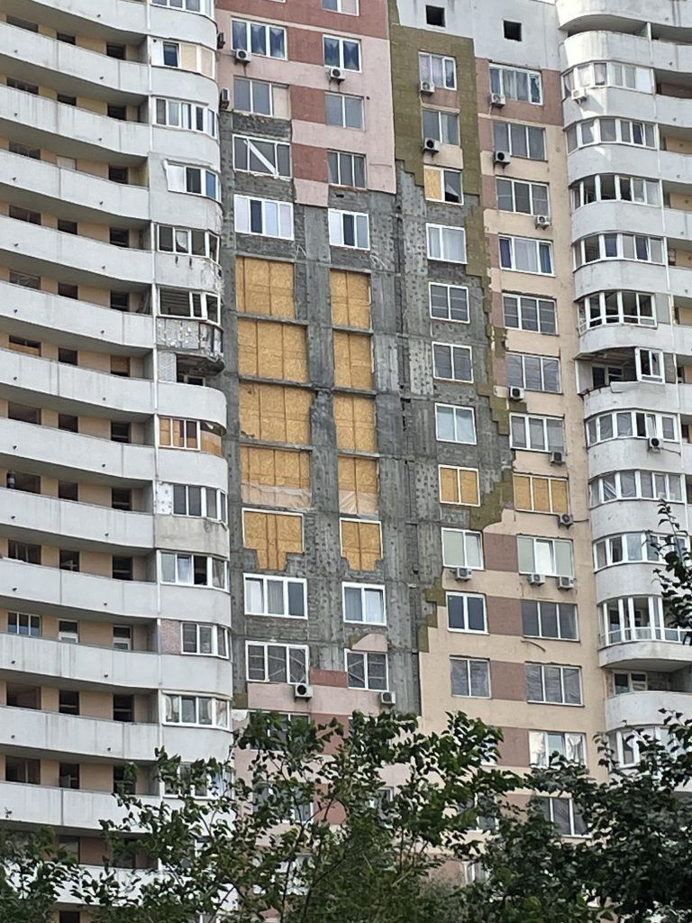 Buildings in Ukraine, photographed for the church’s reflection on the war.