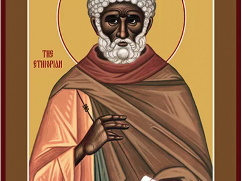An icon of Saint Moses holding a scroll.