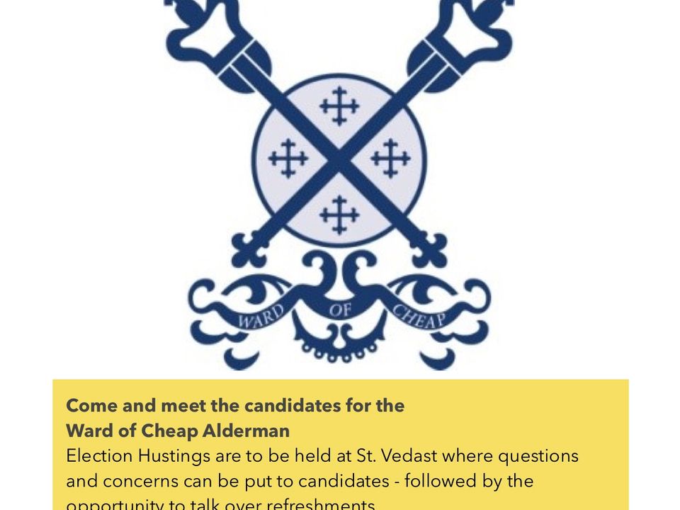 A poster advertising an election hustings at St Vedast.
